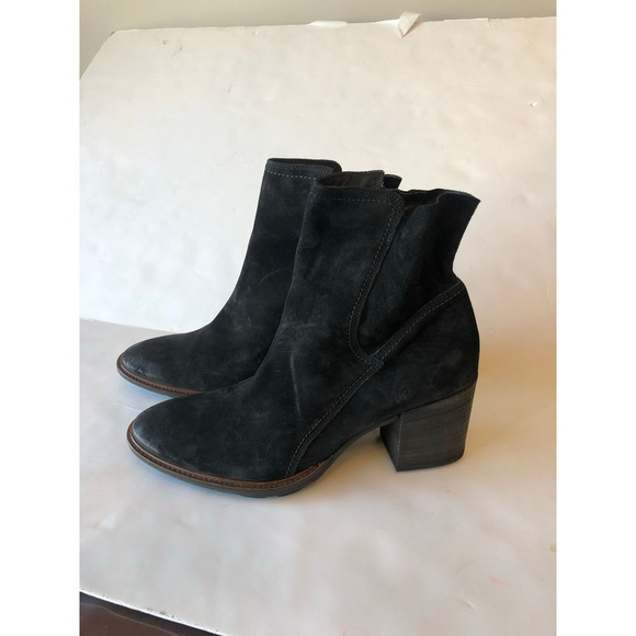 Paul Green Woman’s US 10 Black Suede Distressed Ankle Boots Side Zipper - Picture 12 of 13